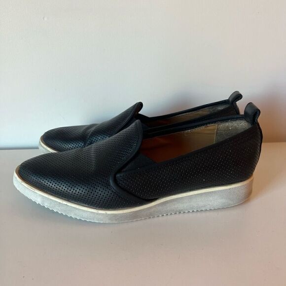 EVERLANE Flats Platform Pointed Toe Loafers Size 8 ITALY Perforated Leather Blac - Picture 7 of 9